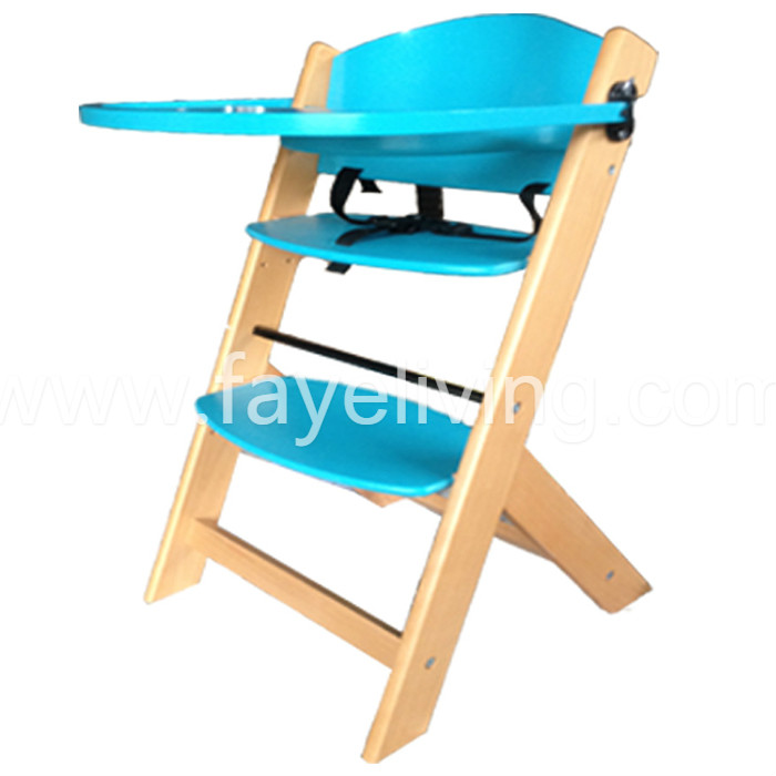 BH03 Europe Standard Solid Pine Wood Baby Feeding Chair Baby High Chair 